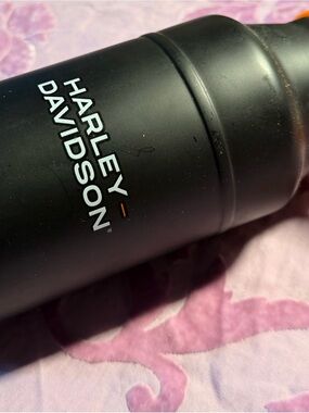 Harley-Davidson Black Metal water bottle with White Logo.